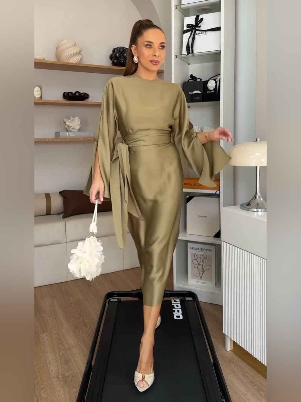 ZARA ZW COLLECTION SATIN EFFECT MIDI DRESS